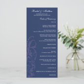 Hochzeitsprogramm für Navy Blue Floral Programm (Stehend Vorderseite)
