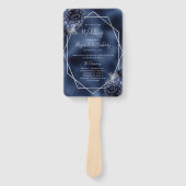 Hochzeitsprogramm für Navy Blue Floral Silver Foil Fächer (Vorderseite)