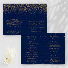 Hochzeitsprogramm für Navy Blue & Glam Gold Confet