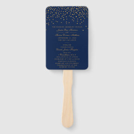Hochzeitsprogramm für Navy Blue & Glam Gold Confet Fächer
