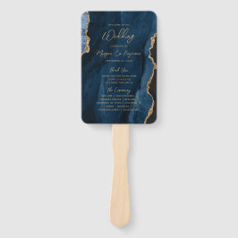Hochzeitsprogramm für Navy Blue Gold Agate Fächer