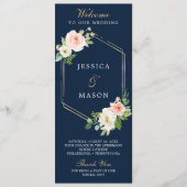 Hochzeitsprogramm für Navy Blue Gold Blush Programm (Vorderseite)