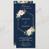 Hochzeitsprogramm für Navy Blue Gold Blush Programm (Vorne/Hinten)