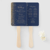 Hochzeitsprogramm für Navy Blue Gold Glitzer Edge Fächer (Vorne und Hinten)