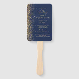 Hochzeitsprogramm für Navy Blue Gold Glitzer Edge Fächer