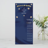 Hochzeitsprogramm für Navy Blue Gold Ivory Beige F (Stehend Vorderseite)