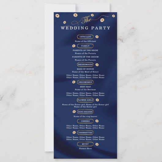 Hochzeitsprogramm für Navy Blue Gold Ivory Beige F (Rückseite)