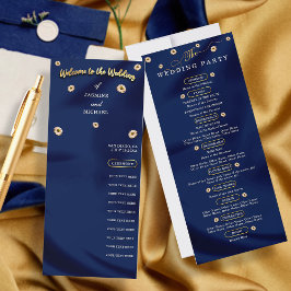 Hochzeitsprogramm für Navy Blue Gold Ivory Beige F