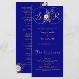 Hochzeitsprogramm für Navy Blue Gold Monogram