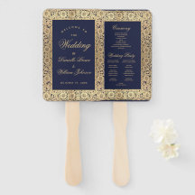 Hochzeitsprogramm für Navy Blue Gold Rose Vintage