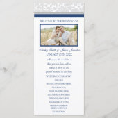 Hochzeitsprogramm für Navy Blue Gray Damask Foto Programm (Vorderseite)