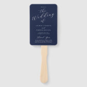 Hochzeitsprogramm für Navy Blue Modern Calligraphy Fächer (Vorderseite)
