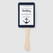 Hochzeitsprogramm für Navy Blue Nautical Anchor Fächer (Vorderseite)