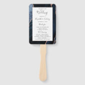 Hochzeitsprogramm für Navy Blue Rose Gold Agate Fächer (Vorderseite)