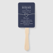 Hochzeitsprogramm für Navy Blue Script Fächer (Vorderseite)