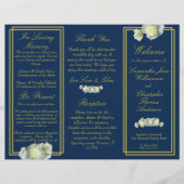 Hochzeitsprogramm für Navy Blue-Script-Rose (Vorderseite)