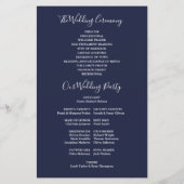 Hochzeitsprogramm für Navy Blue Signature Script (Rückseite)