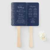 Hochzeitsprogramm für Navy Blue Silver Glitzer Edg Fächer (Vorne und Hinten)