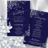 Hochzeitsprogramm für Navy Blue & Silver Lace