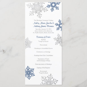Hochzeitsprogramm für Navy Blue Silver Snowflake Programm