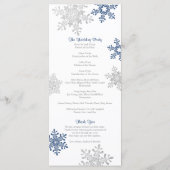 Hochzeitsprogramm für Navy Blue Silver Snowflake Programm (Rückseite)