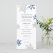 Hochzeitsprogramm für Navy Blue Silver Snowflake Programm (Stehend Vorderseite)