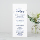 Hochzeitsprogramm für Navy Blue Simple Calligraphy Programm (Stehend Vorderseite)