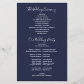 Hochzeitsprogramm für Navy Blue String Lights (Rückseite)