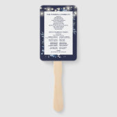 Hochzeitsprogramm für Navy Blue String Lights Flor Fächer (Rückseite)