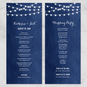Hochzeitsprogramm für Navy Blue String Lights Programm