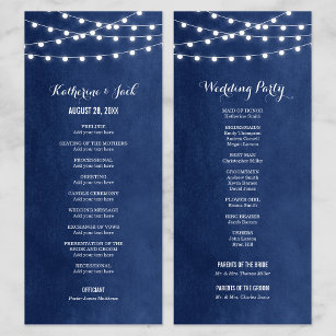 Hochzeitsprogramm für Navy Blue String Lights Programm