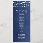 Hochzeitsprogramm für Navy Blue String Lights Programm (Rückseite)
