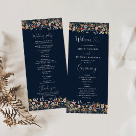 Hochzeitsprogramm für Navy Blue Tiny Wildblume Programm