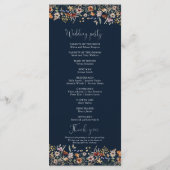 Hochzeitsprogramm für Navy Blue Tiny Wildblume Programm (Rückseite)