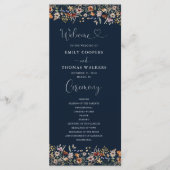 Hochzeitsprogramm für Navy Blue Tiny Wildblume Programm (Vorderseite)