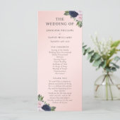 Hochzeitsprogramm für Navy Blue und Blush Floral Programm (Stehend Vorderseite)
