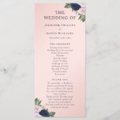 Hochzeitsprogramm für Navy Blue und Blush Floral Programm (Vorderseite)