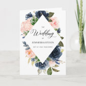 Hochzeitsprogramm für Navy Blue und Blush Pink Programm (Vorderseite)