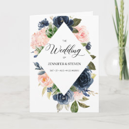 Hochzeitsprogramm für Navy Blue und Blush Pink Programm