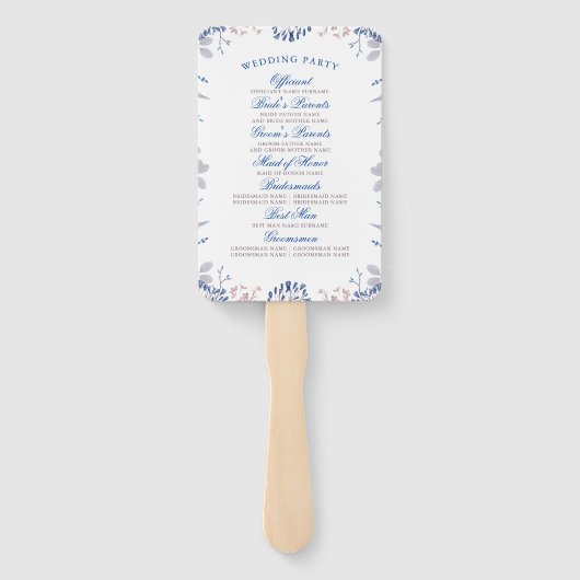 Hochzeitsprogramm für Navy Blue und Mauve Floral Fächer (Rückseite)