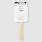 Hochzeitsprogramm für Navy Blue und Mauve Floral Fächer (Vorderseite)