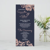 Hochzeitsprogramm für Navy Blue und Rose Gold Flor Programm (Stehend Vorderseite)