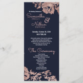 Hochzeitsprogramm für Navy Blue und Rose Gold Flor Programm (Vorderseite)