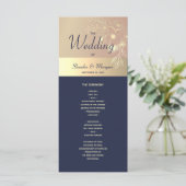 Hochzeitsprogramm für Navy Blue und Rose Gold Programm (Stehend Vorderseite)