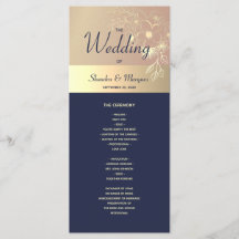 Hochzeitsprogramm für Navy Blue und Rose Gold