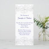 Hochzeitsprogramm für Navy Blue und White Floral Programm (Stehend Vorderseite)