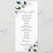 Hochzeitsprogramm für Navy Blue und White Roses Programm (Rückseite)