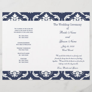 Hochzeitsprogramm für Navy Blue White Vintag Damas