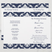 Hochzeitsprogramm für Navy Blue White Vintag Damas (Vorne/Hinten)