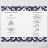 Hochzeitsprogramm für Navy Blue White Vintag Damas (Rückseite)